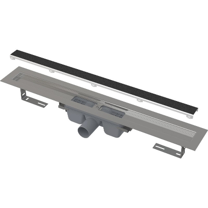 Водоотводящий желоб ALCAPLAST APZ15S-650 без порогов, с решеткой под кладку камня Marble, горизонтальный сток